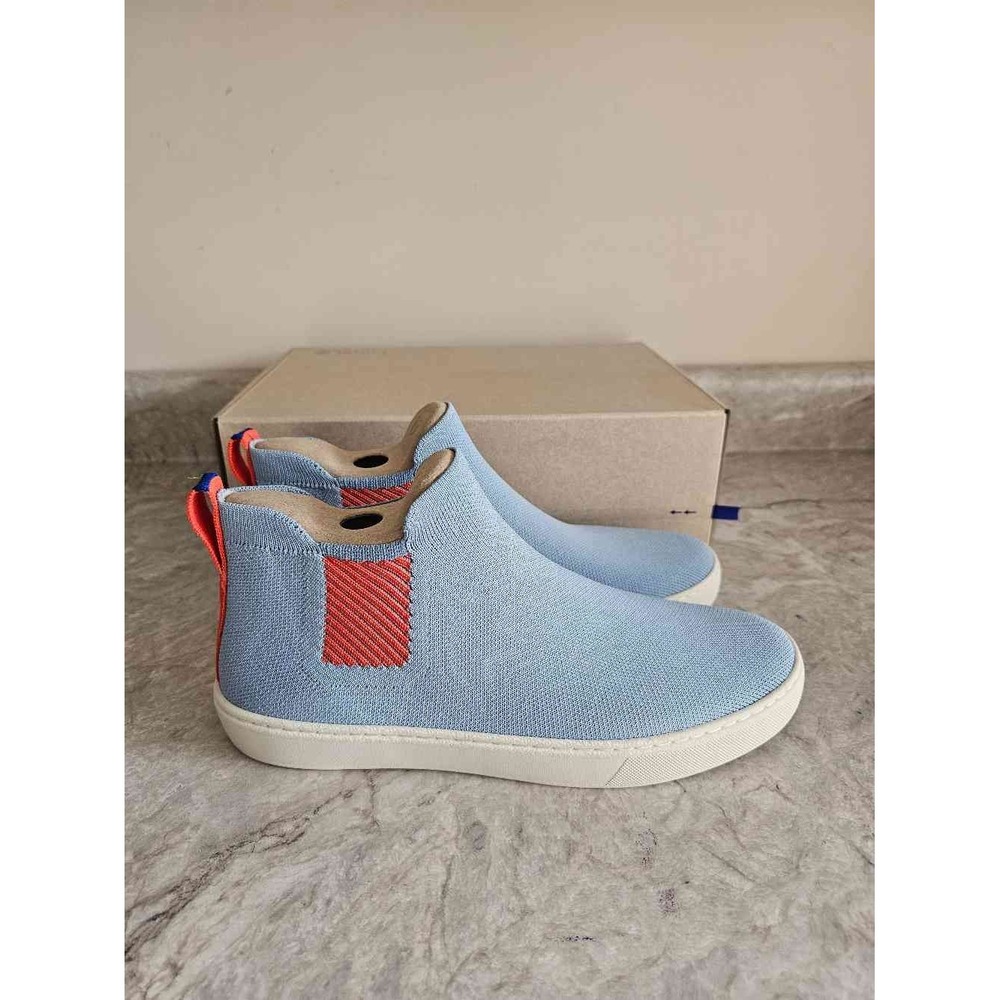 Rothy's Chelsea Arctic Blue Orange Knit Ankle Boots Women's Pull On Shoes 10.5 - Picture 3 of 7
